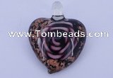 LP23 14*34*45mm heart inner flower lampwork glass pendants