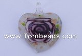 LP24 11*37*45mm heart inner flower lampwork glass pendants