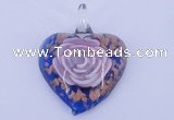 LP26 15*40*50mm heart inner flower lampwork glass pendants