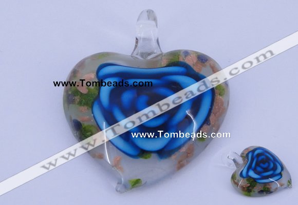 LP27 12*38*43mm heart inner flower lampwork glass pendants