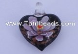 LP28 16*31*35mm heart inner flower lampwork glass pendants
