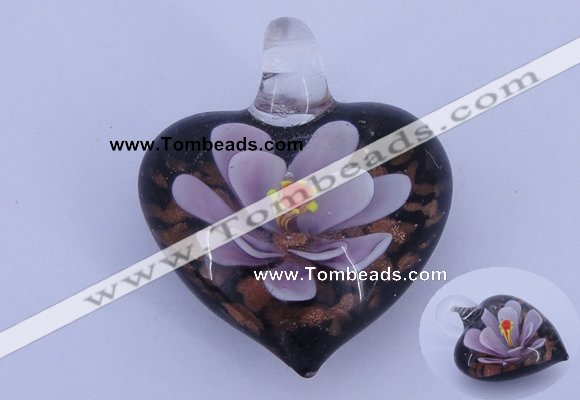 LP28 16*31*35mm heart inner flower lampwork glass pendants