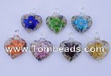 LP32 15*30*40mm heart inner flower lampwork glass pendants