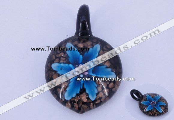 LP36 13*30*45mm heart inner flower lampwork glass pendants