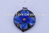 LP38 13*32*46mm heart inner flower lampwork glass pendants