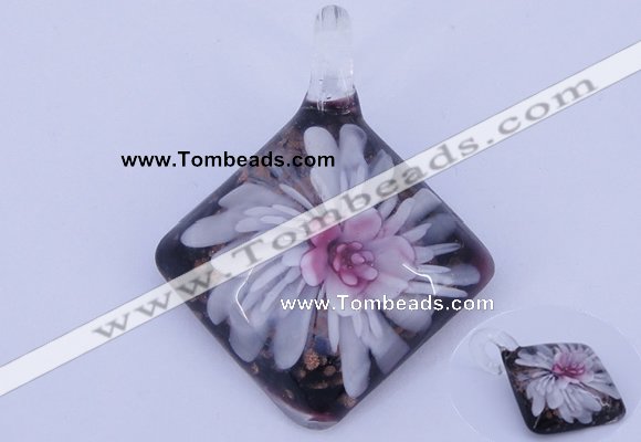 LP62 12*39*50mm diamond inner flower lampwork glass pendants