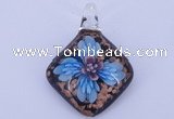 LP64 14*32*53mm diamond inner flower lampwork glass pendants