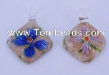 LP68 12*38*48mm diamond inner flower lampwork glass pendants