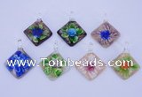 LP70 12*38*48mm diamond inner flower lampwork glass pendants