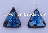 LP71 11*32*44mm triangle inner flower lampwork glass pendants