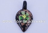 LP83 12*30*57mm leaf inner flower lampwork glass pendants