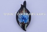 LP84 13*26*58mm leaf inner flower lampwork glass pendants