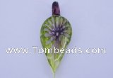 LP89 11*26*65mm leaf inner flower lampwork glass pendants