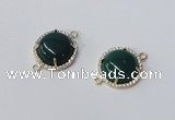 NGC1017 15mm flat round agate gemstone connectors wholesale