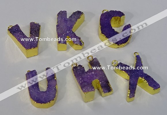 NGC1067 20*25mm - 25*30mm letter druzy agate connectors wholesale