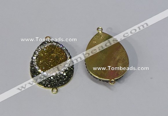 NGC1072 25*35mm teardrop druzy agate connectors wholesale