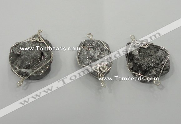 NGC108 25*30mm - 35*40mm freeform druzy agate connectors wholesale