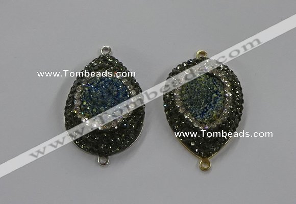 NGC1102 25*35mm teardrop druzy agate connectors wholesale