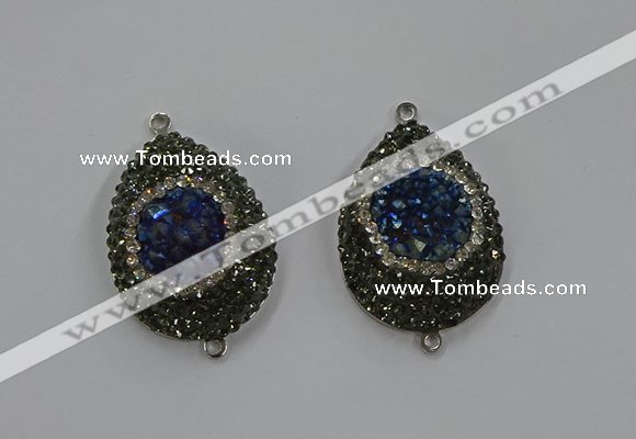 NGC1103 25*35mm teardrop druzy agate connectors wholesale