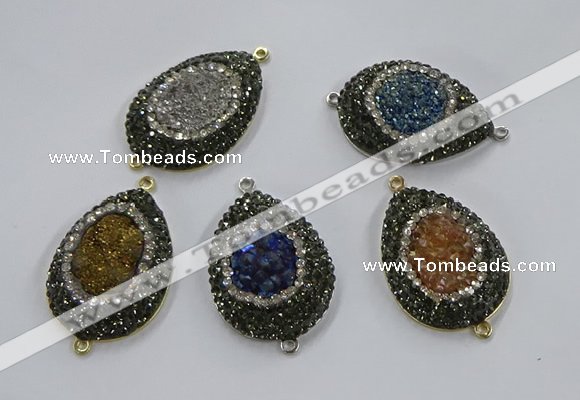 NGC1105 25*35mm teardrop druzy agate connectors wholesale