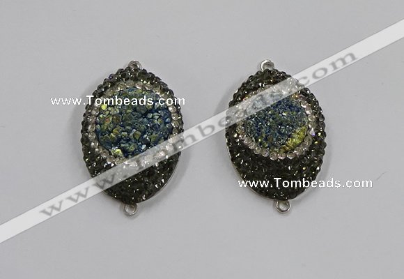 NGC1109 25*35mm oval druzy agate connectors wholesale