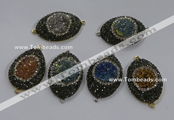 NGC1111 25*35mm oval druzy agate connectors wholesale