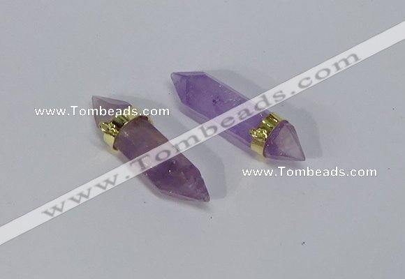 NGC1128 8*40mm - 10*35mm sticks amethyst connectors wholesale