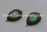 NGC1131 25*35mm teardrop Australia chrysoprase connectors wholesale