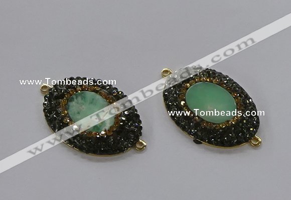 NGC1132 25*35mm oval Australia chrysoprase connectors wholesale