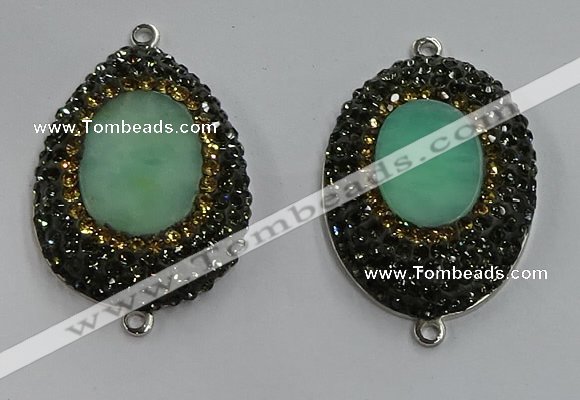 NGC1136 25*35mm freeform Australia chrysoprase connectors wholesale