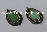 NGC1137 25*35mm teardrop Australia chrysoprase connectors wholesale