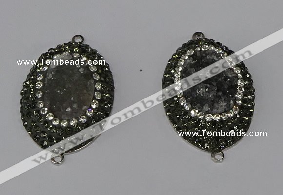 NGC1140 25*35mm oval druzy agate connectors wholesale