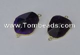 NGC1154 20*30mm - 30*35mm freeform amethyst gemstone connectors