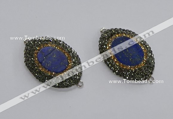 NGC1160 25*35mm oval lapis lazuli gemstone connectors wholesale