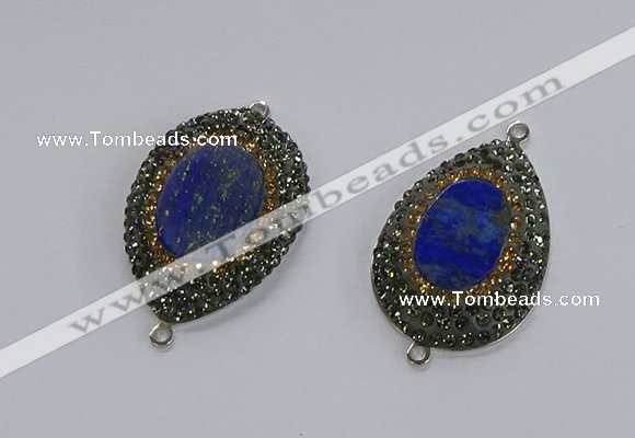 NGC1161 25*35mm teardrop lapis lazuli gemstone connectors wholesale