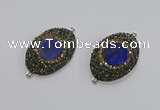 NGC1164 25*35mm oval lapis lazuli gemstone connectors wholesale