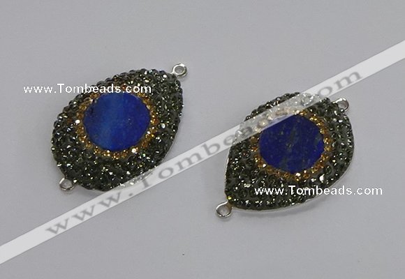 NGC1165 25*35mm teardrop lapis lazuli gemstone connectors wholesale