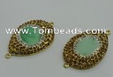 NGC1169 25*35mm teardrop Australia chrysoprase connectors wholesale