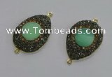 NGC1176 25*35mm teardrop Australia chrysoprase connectors wholesale