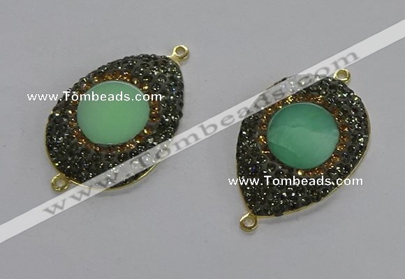 NGC1176 25*35mm teardrop Australia chrysoprase connectors wholesale