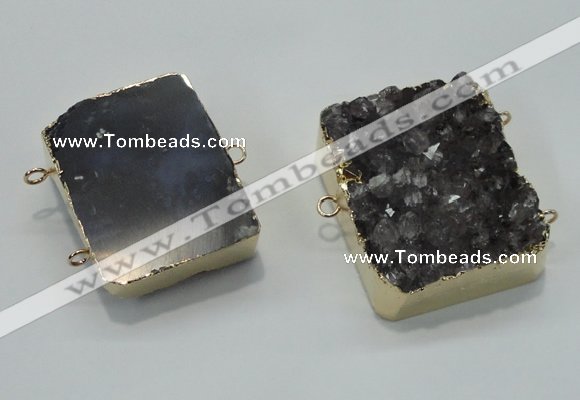 NGC120 30*40mm - 35*45mm rectangle druzy amethyst connectors