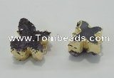 NGC121 20*25mm - 25*35mm butterfly druzy amethyst connectors