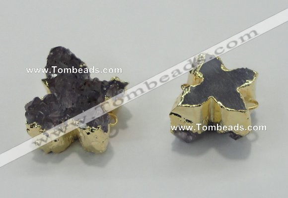 NGC121 20*25mm - 25*35mm butterfly druzy amethyst connectors