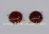 NGC1215 30mm flat round agate gemstone connectors wholesale