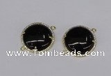 NGC1219 30mm flat round agate gemstone connectors wholesale