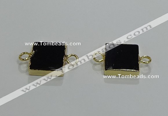 NGC1231 14*14mm square black agate gemstone connectors wholesale