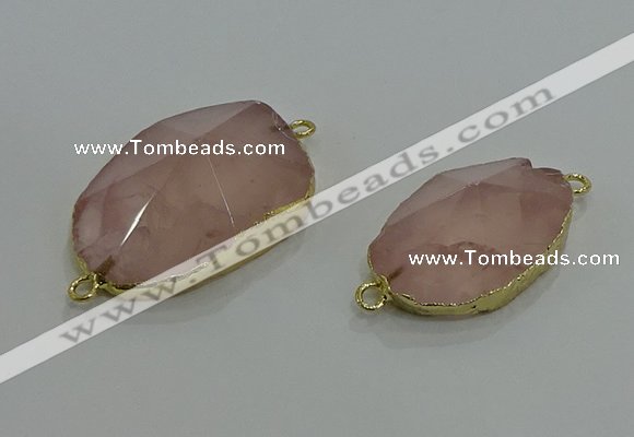 NGC1276 18*25mm - 30*35mm freeform rose quartz connectors