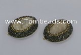 NGC1278 35*45mm oval druzy agate connectors wholesale