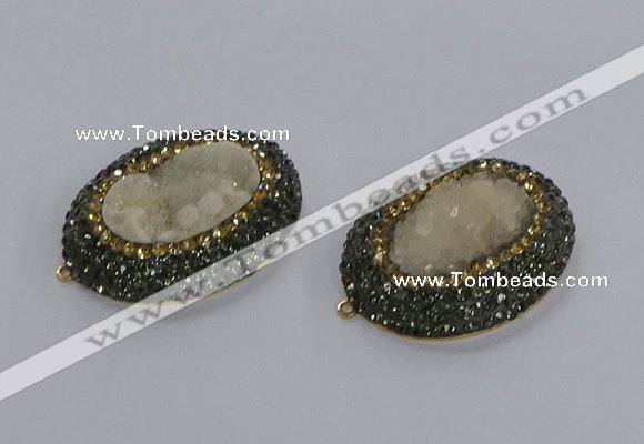 NGC1278 35*45mm oval druzy agate connectors wholesale