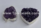 NGC1322 45*50mm - 50*60mm heart druzy amethyst connectors